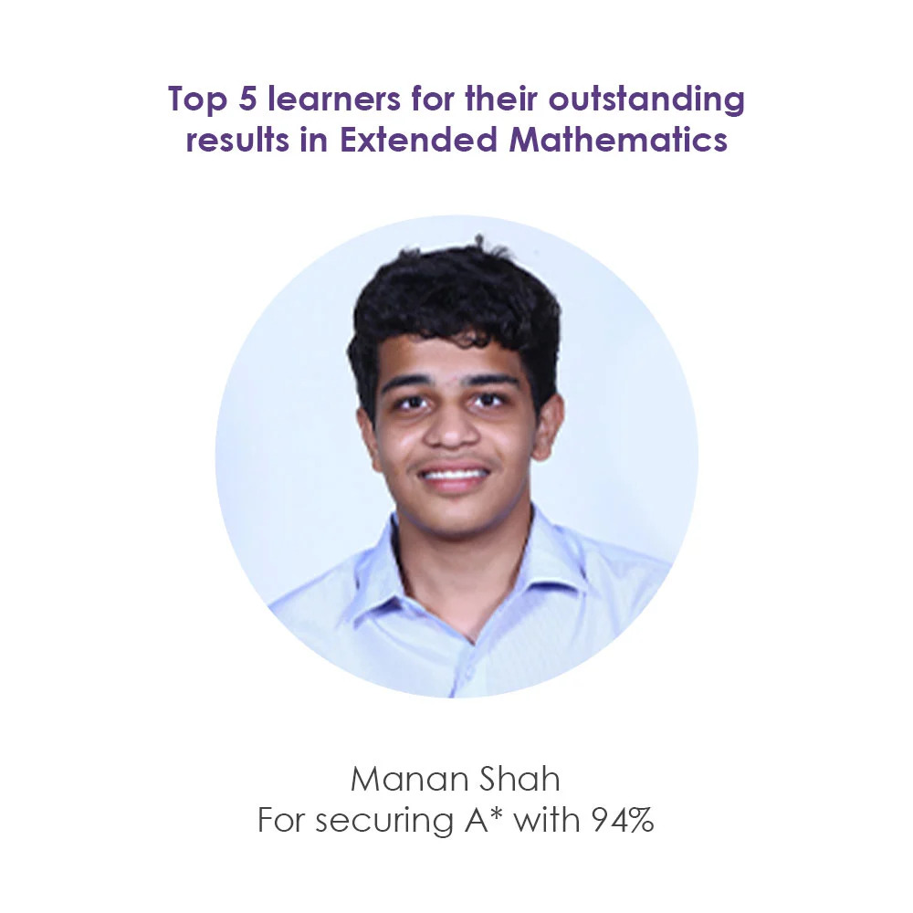 Top 5 Learners in IGCSE Results Parel - Manan Shah