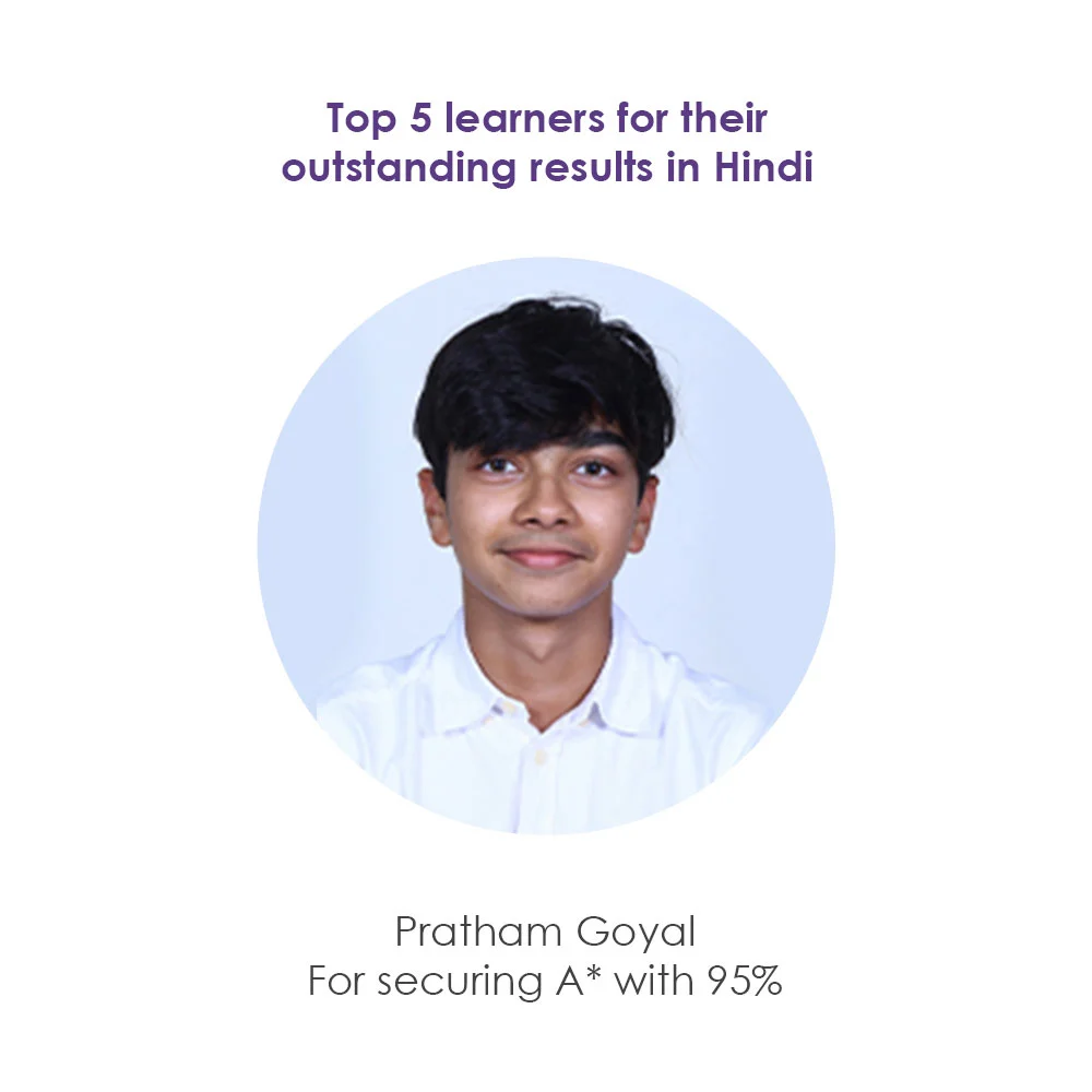 Top 5 Learners in IGCSE Results Parel - Pratham Goyal