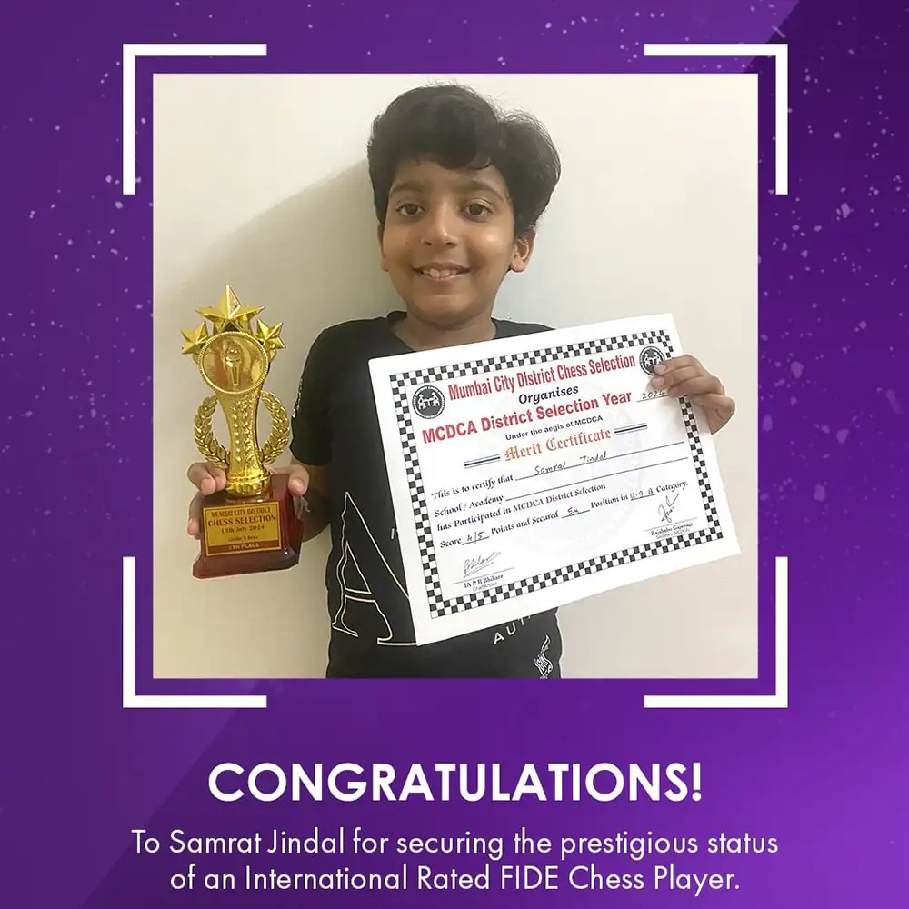 Samrat Jindal has earned the prestigious title of International Rated FIDE Chess Player