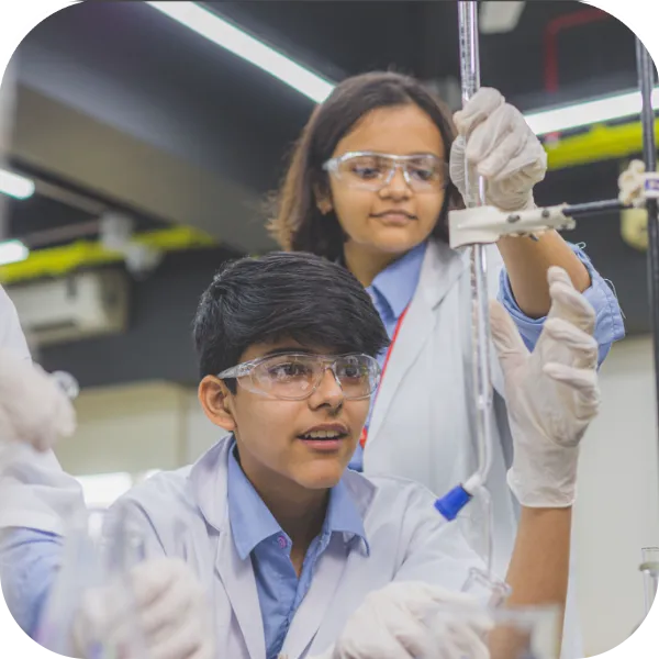Students of secondary class are learning science