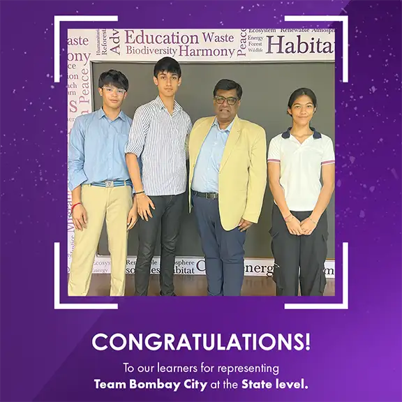 Students representing Team Bombay City at the State level with their teacher